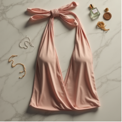 Sleeveless Halter Neck Top in Solid Neutral