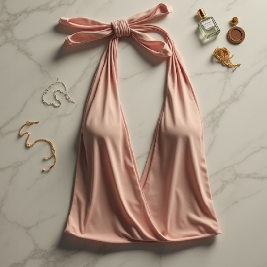 Sleeveless Halter Neck Top in Solid Neutral