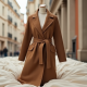 Wool Blend Duster Coat with Belt Closure