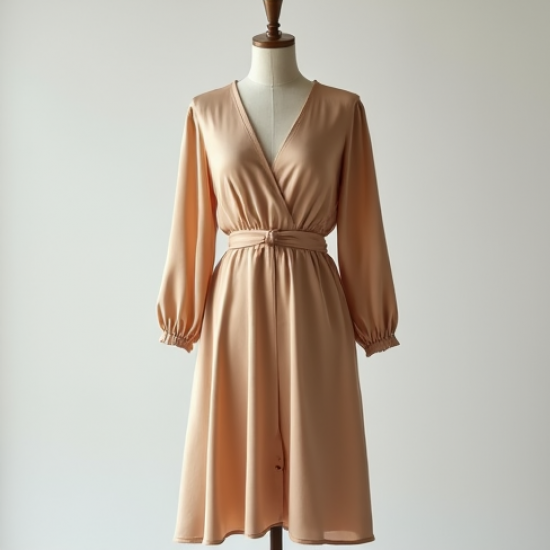 Silk Wrap Dress with V-Neckline