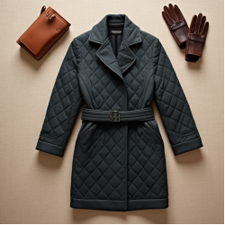 Quilted Cardigan Coat with Belt Closure