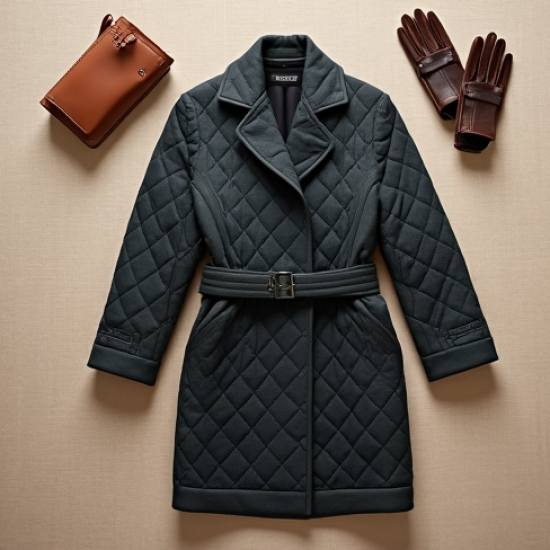 Quilted Cardigan Coat with Belt Closure
