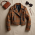 Bouclé Biker Jacket in Plaid Pattern
