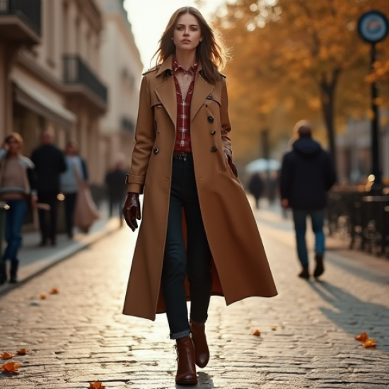 Trench Duster Coat with Belt Closure