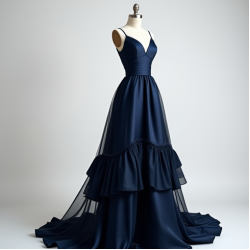Ruffled Evening Gown with Empire Waist