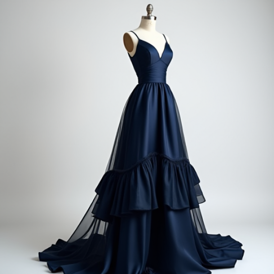 Ruffled Evening Gown with Empire Waist