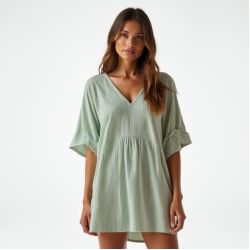 Striped Tunic Top with Dropped Shoulders