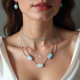Layered Choker Necklace in Opal Tint