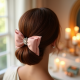 Satin Hair Bow Clip with Bow Accent