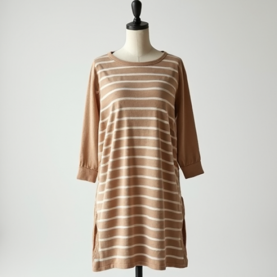 Striped Tunic Top in Solid Neutral