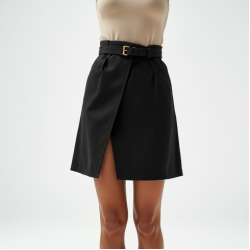 Wrap Mini Skirt with High Slit