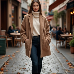 Oversized Cardigan Coat in Earth Tones