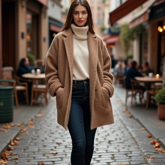 Oversized Cardigan Coat in Earth Tones
