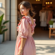 Ruffled Tunic Top with Puff Sleeves