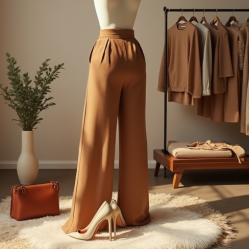 High-Waisted Wide-Leg Pants with Pocket Details