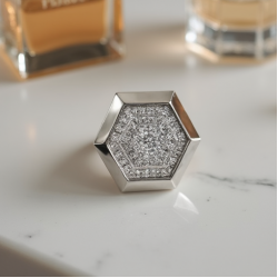 Geometric Cocktail Ring in Geometric Shape