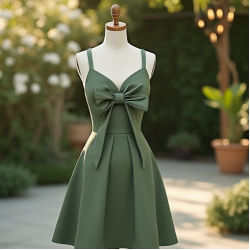 Ethereal Fit and Flare Dress with Bow Accent