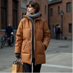 Minimalist Puffer Coat in Earth Tones