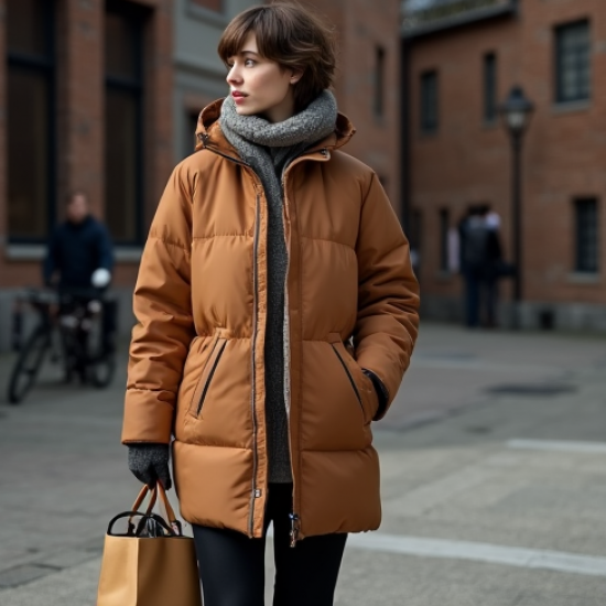 Minimalist Puffer Coat in Earth Tones