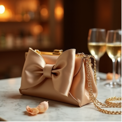 Satin Clutch Bag with Bow Accent