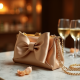Satin Clutch Bag with Bow Accent