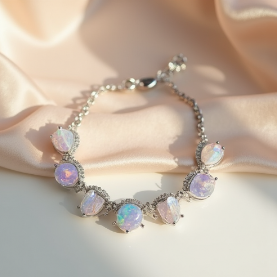 Crystal Charm Bracelet in Opal Tint