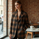 Oversized Blazer in Plaid Pattern