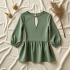Cotton Peplum Top with Keyhole Back