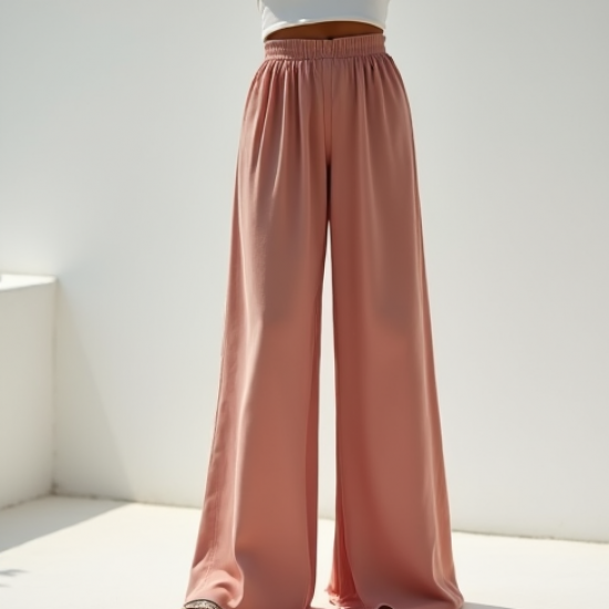 Wide-Leg Palazzo Pants in Pastel Color