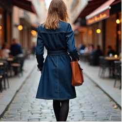 Denim Cardigan Coat with Belt Closure