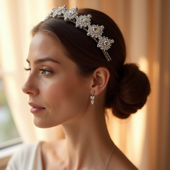 Rhinestone Crystal Hairband with Cubic Zirconia
