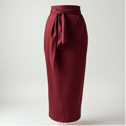 Pencil Midi Skirt in Pleated Satin