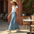 High-Waisted Maxi Skirt in Light Wash