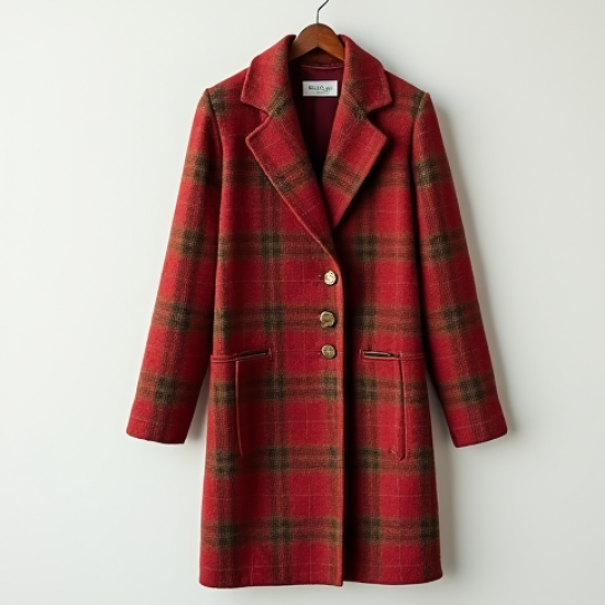 Plaid Cardigan Coat with Notch Lapel