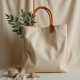 Woven Tote Bag with Bamboo Handle