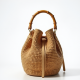 Straw Bucket Bag with Bamboo Handle