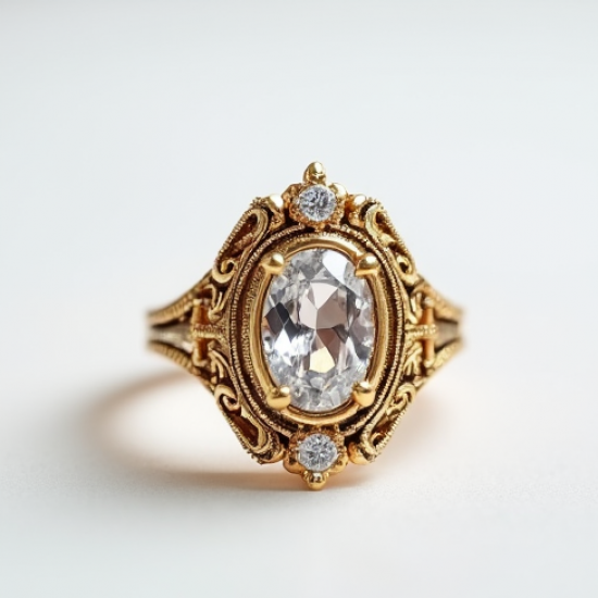 Vintage-Inspired Cocktail Ring in Antique Finish