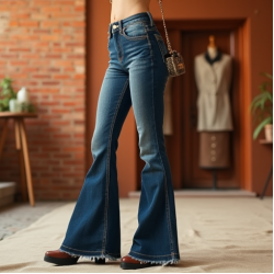 High-Waisted Flare Jeans with Raw Hem