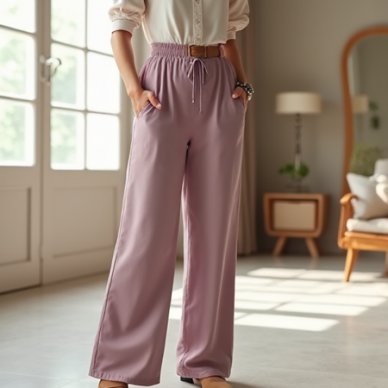 Wide-Leg Trousers in Pastel Color