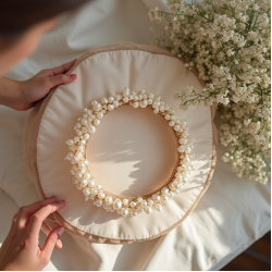 Pearl-Decorated Headband with Pearl Strap