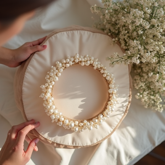 Pearl-Decorated Headband with Pearl Strap