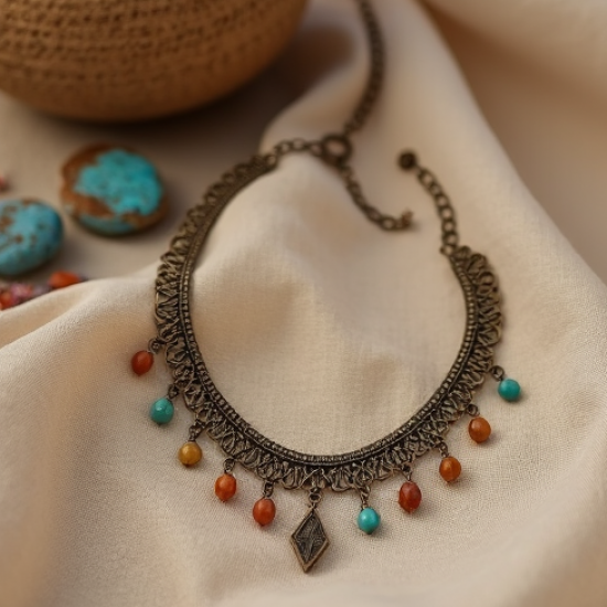 Boho Anklet in Antique Finish