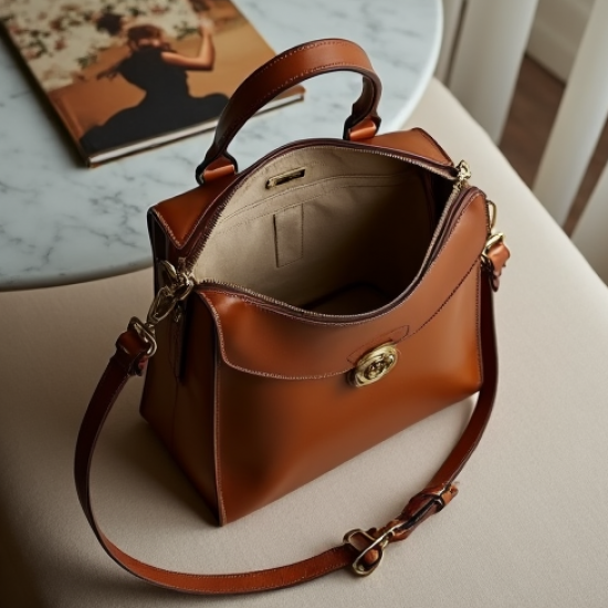 Vintage Shoulder Bag with Twist Lock