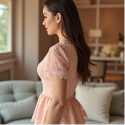 Lace Peplum Top with V-Neck