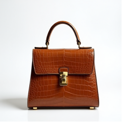 Embossed Top-Handle Bag in Crocodile Pattern
