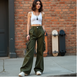 Flared Cargo Pants with Pocket Details