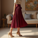 Pencil Midi Skirt in Pleated Satin