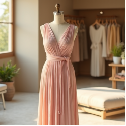 Pleated Wrap Dress in Pastel Shades