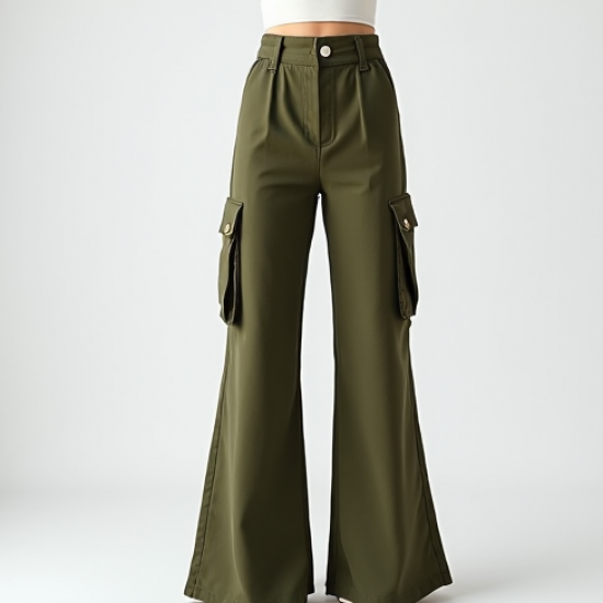 Flared Cargo Pants with Pocket Details