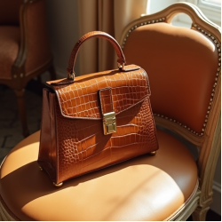Vintage Top-Handle Bag in Crocodile Pattern
